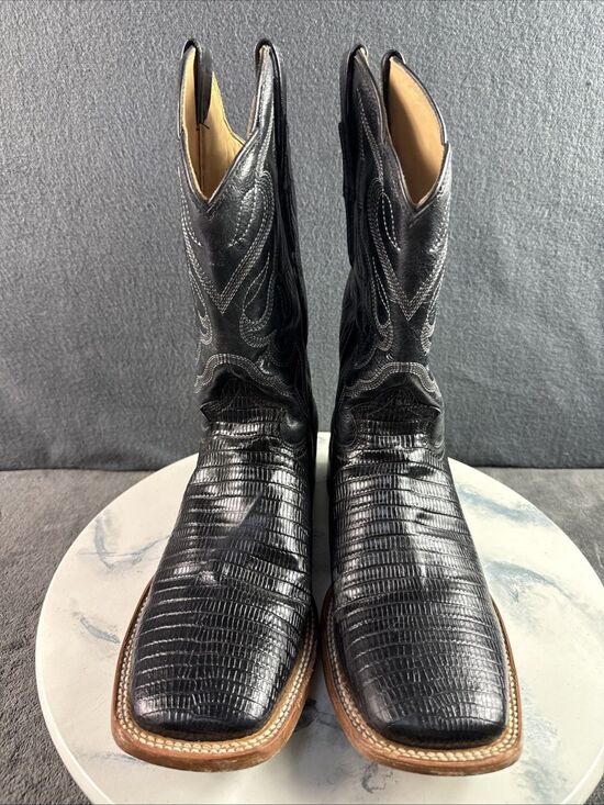 Vaquero Bronco Black Leather Lizard Print Western Cowboy Boots Men Size 10 EE Vaquero Bronco Black Leather Lizard Print Western Cowboy  main image 3